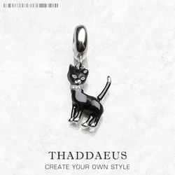 Dangle Charm Pendant Black Cat 925 Sterling Silver For Women & Men Club Cute Gift Europe Style DIY Jewelry