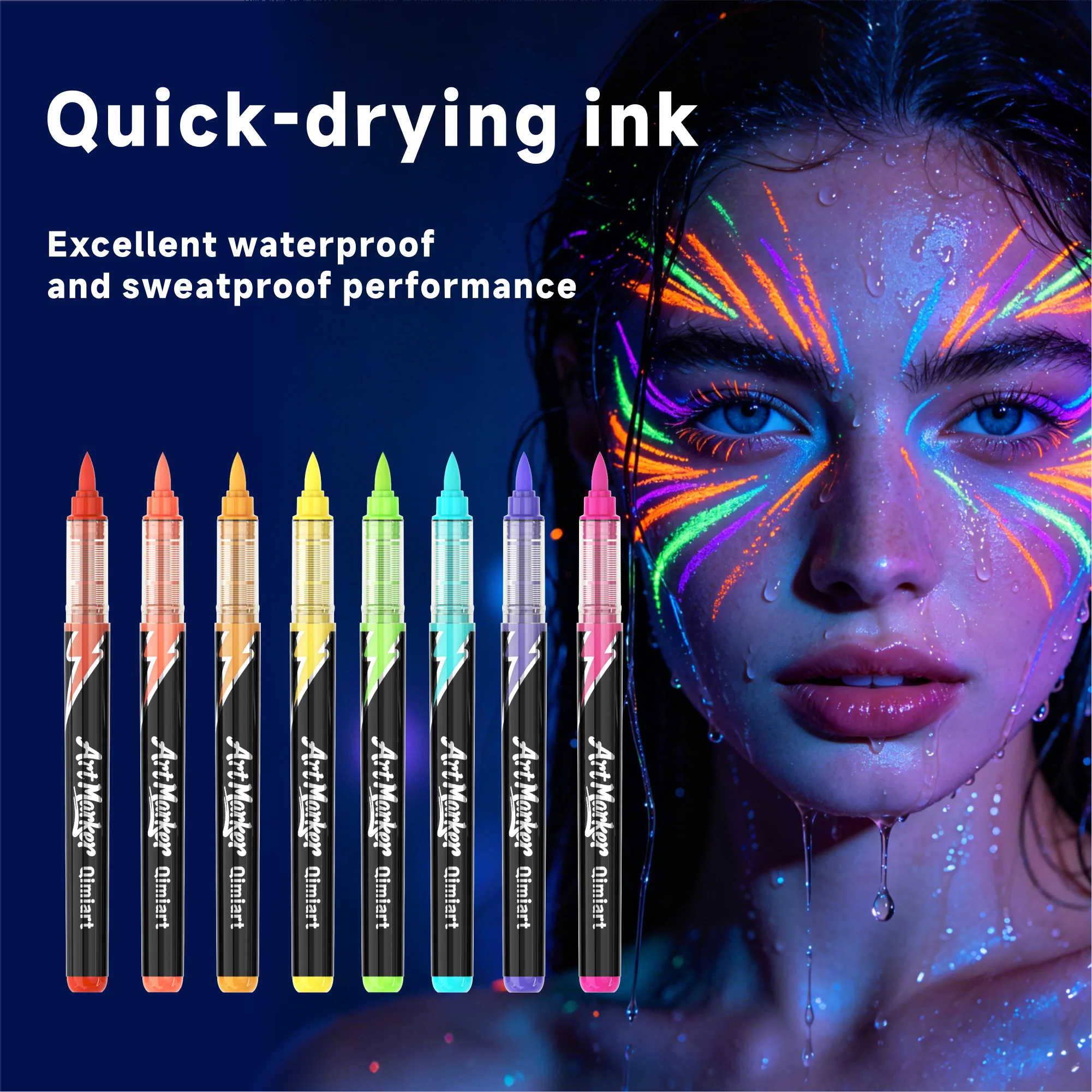 

LANGUO 18 Colors UV Fluorescent Direct Liquid Markers Soft Tip Glow in Dark for DIY Graffiti Drawing School Supplies Stationery