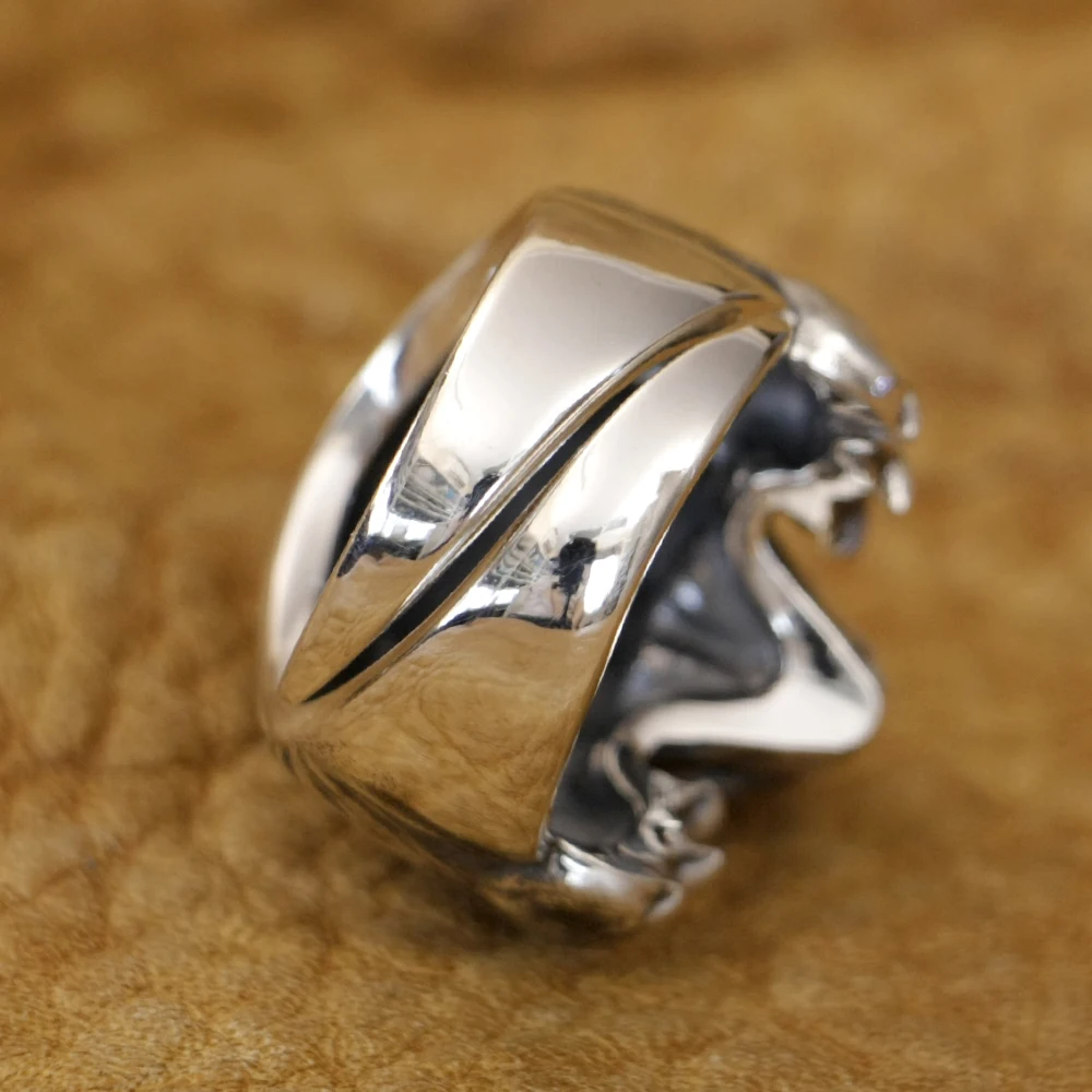 925 Sterling Silver Hunting Leopards Punk Ring TK348 Open US Size 8~15 BZ