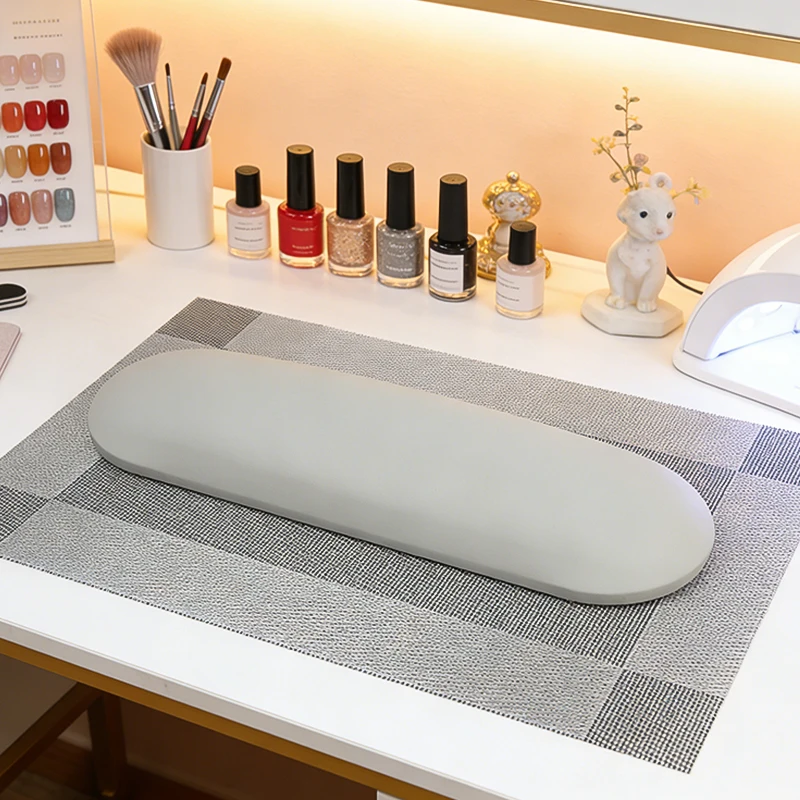 Nail Tech Arm Rest Pillow with Desktop Mat PU Leather Non‑Slip Manicure Hand Holder Cushion Easy Clean Nail Art Work Table Pad