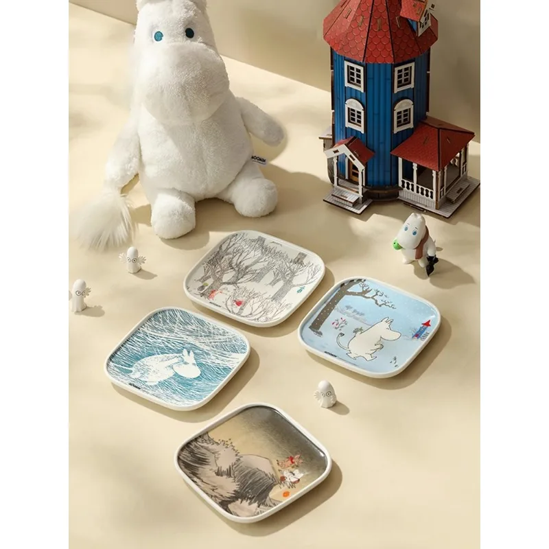 Cartoon adventure hippopotamus pattern ceramic plate, modern household dining plate, Japanese dipping sauce dish, sushi plate