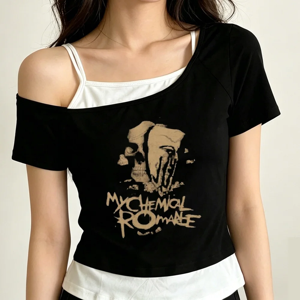 My Chemical Romance cropped top ladies cutecore meme kawaii cheap anime t shirt cheap y2k gyaru grunge harajuku