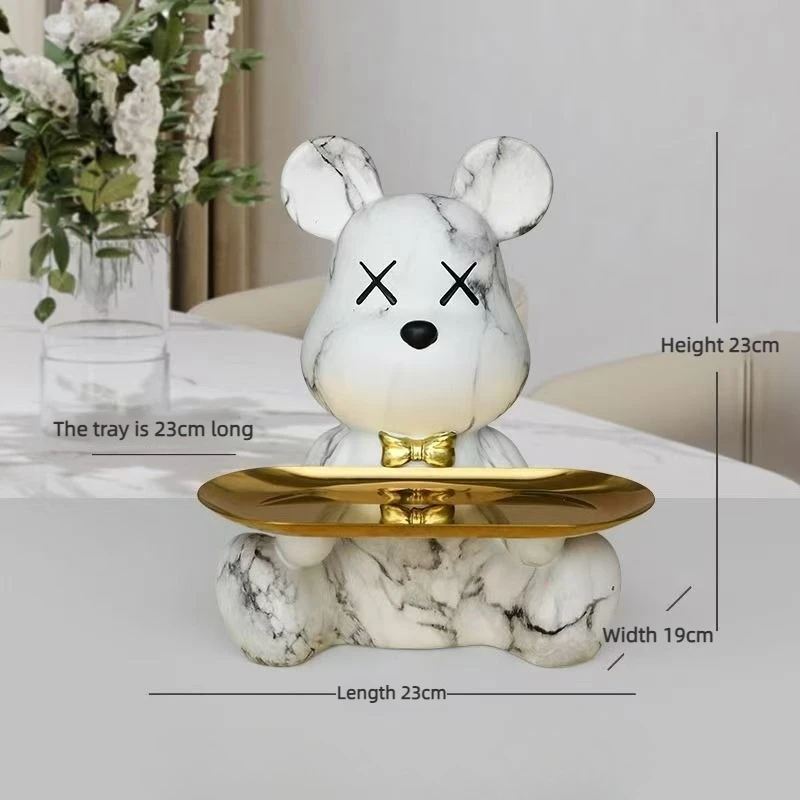 Trendige bunte Graffiti-Bär-Aufbewahrungsstatue aus abstraktem Kunstharz, niedlicher Doodle-Tier-Organizer, Schreibtischhalter für Home-Office-Ornamente – Detail 1