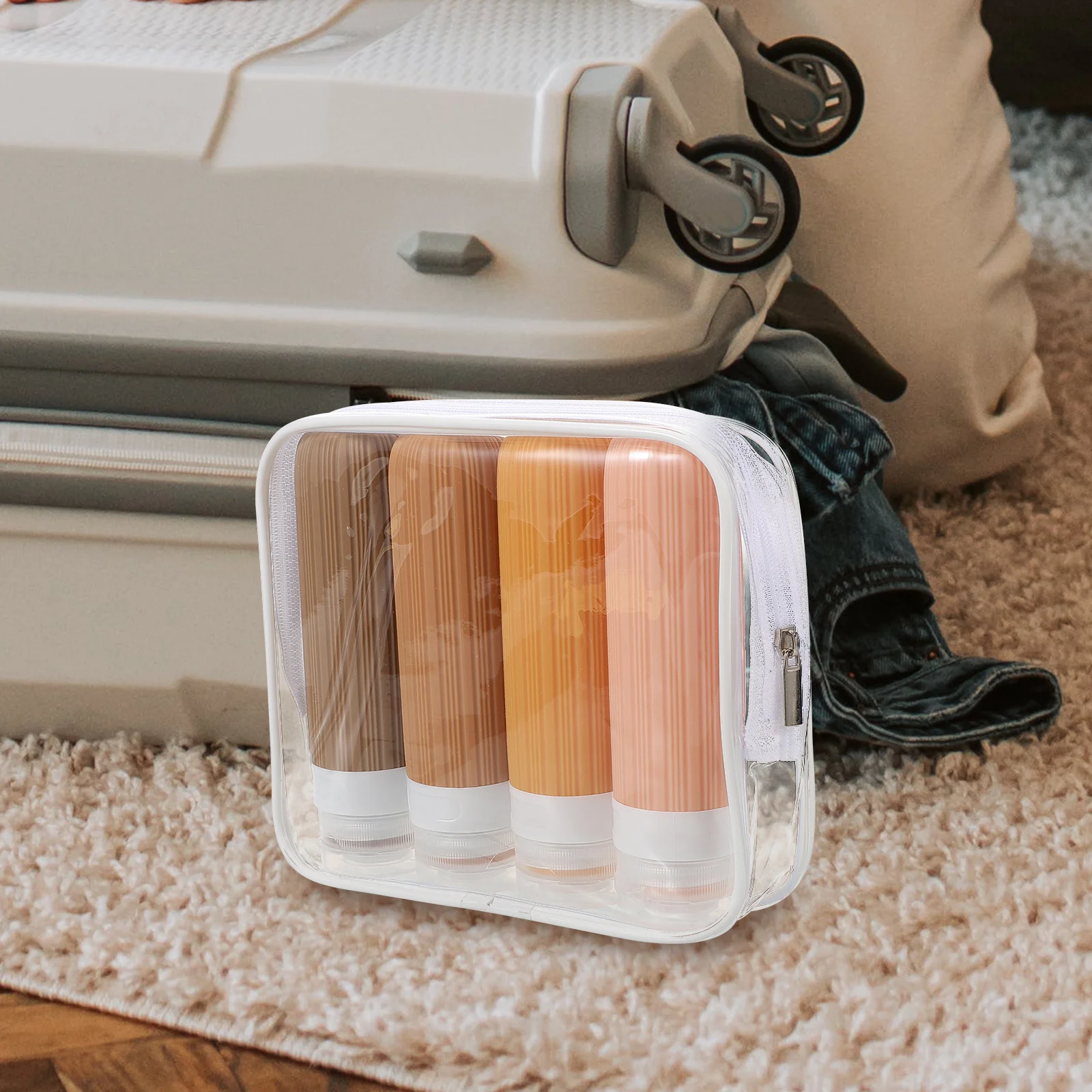 

4Pcs Travel Containers Leak-Proof Squeezable Silicone Bottles Refillable for Lotion Shampoo Body Wash Travel Toiletry Bottle Set