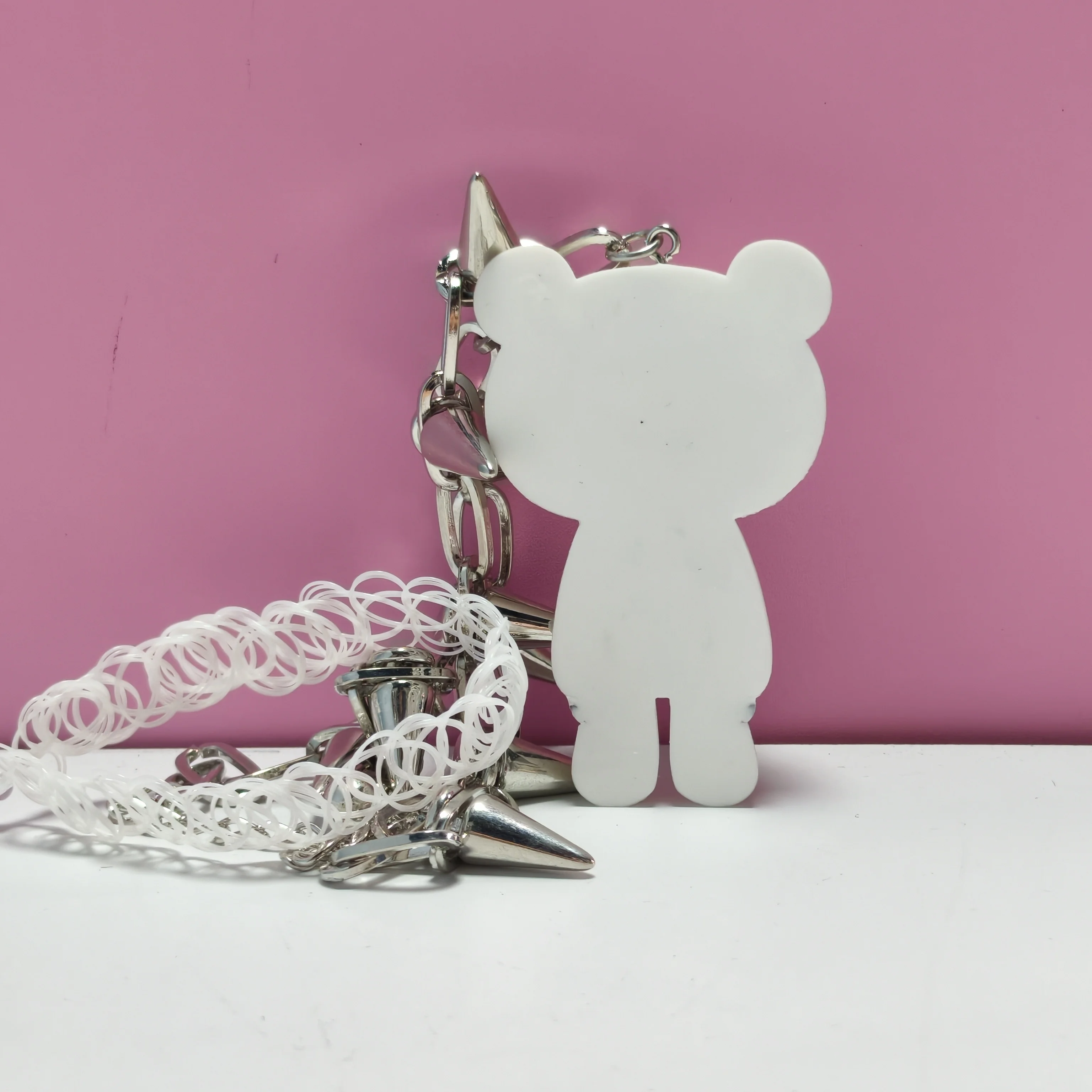 Gloomy Bear Spike Choker Necklace, Y2K Gothic Punk Rivet Chain with Cute Bear Pendant, Harajuku Alternative Jewelry for Women
