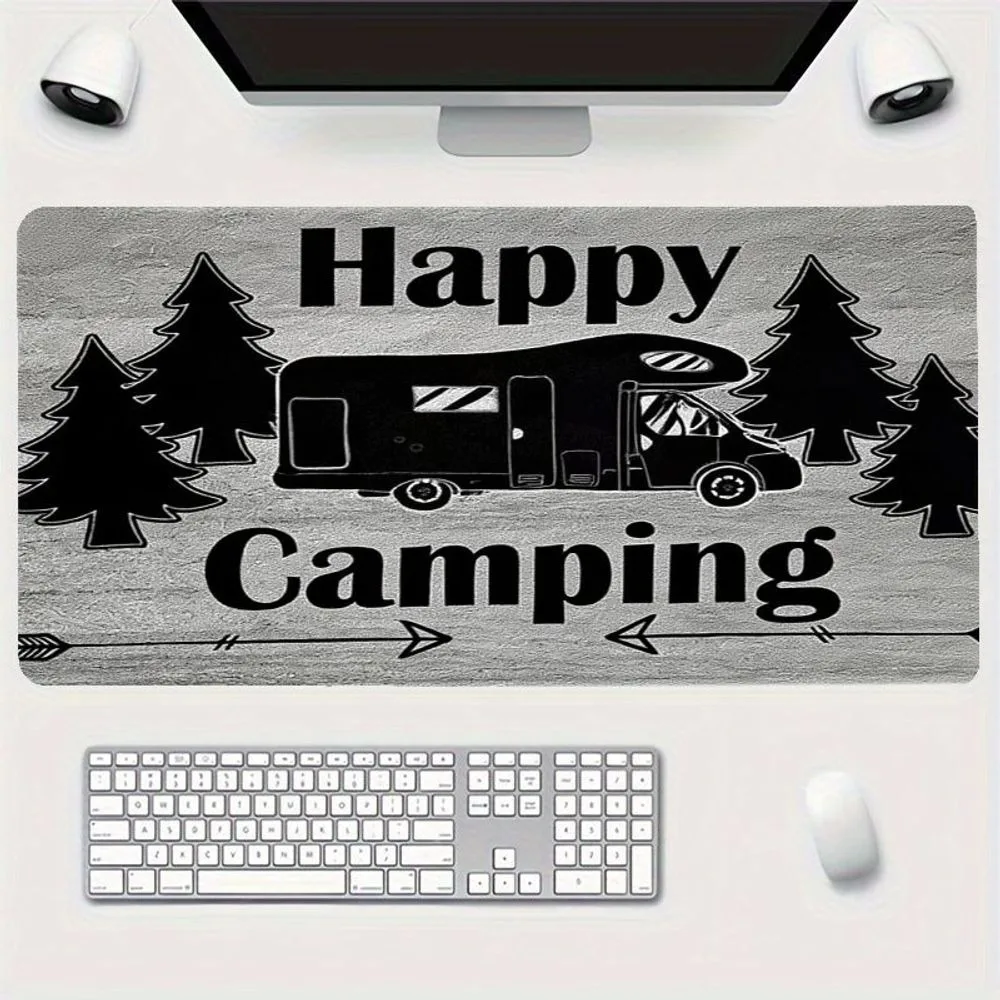 Retro camping car mouse pad, featuring a rural pine tree design and a fun camping theme desk organizers and trays