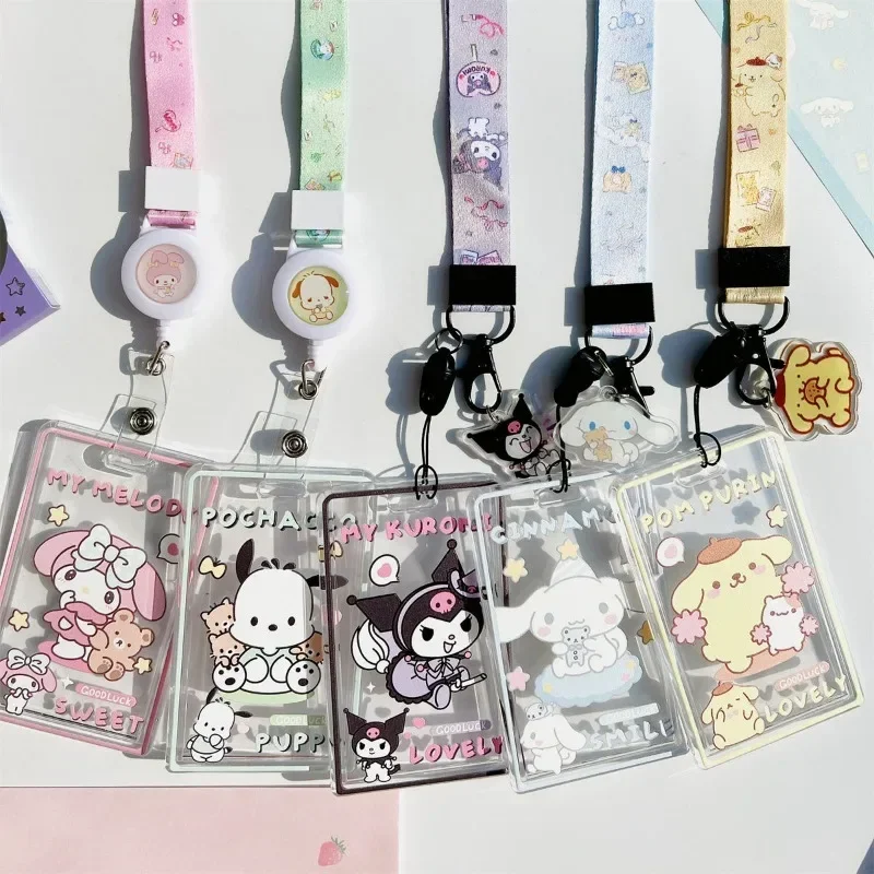 New product Cinnamoroll Pompom Purin Kuromi My melody anime cartoon cute kawaii student campus retractable lanyard card holder