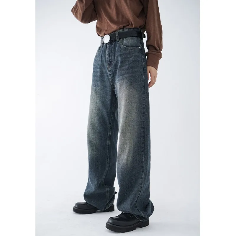 

Retro Washed Straight Leg Jeans Unisex Autumn Winter New Style Vintage Japanese Style Four Seasons Loose Fit Youth Trend