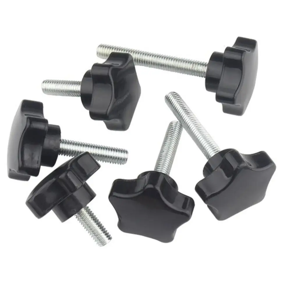 5Pcs Star Shape Thread Clamping Handle Bolt Hex Handle Screw Knob Tightening Screw Carbon Steel Plum Blossom Handle Screws