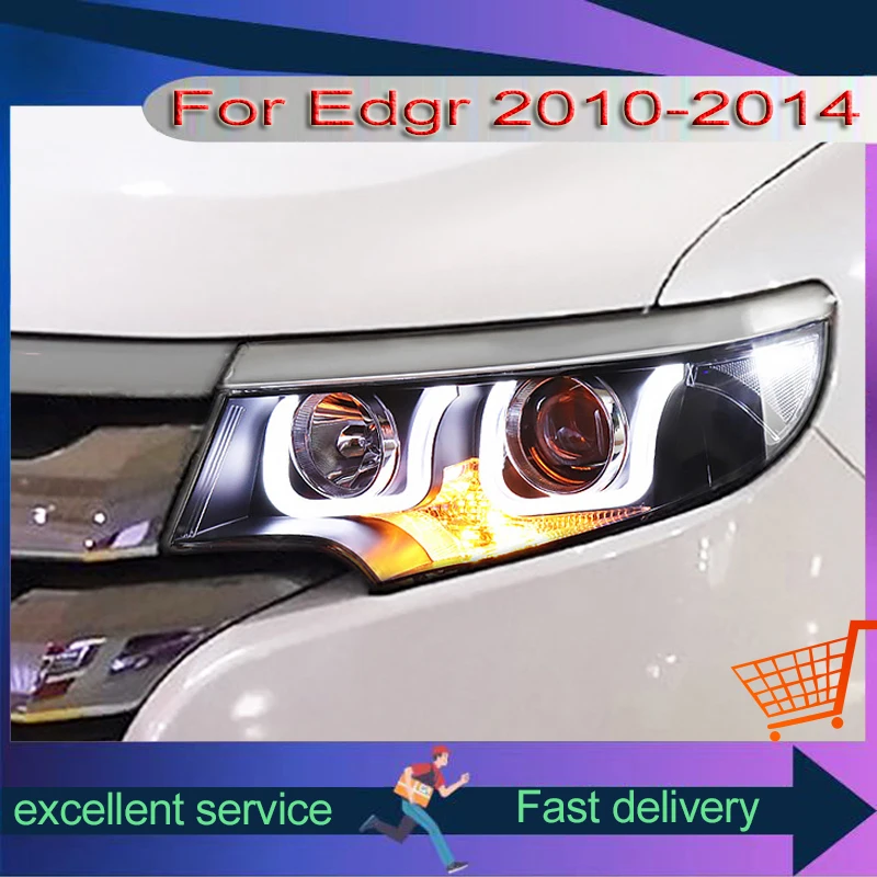 Imported Car Headlights For Ford Edge 2010-2014 Automobile Assembly Modification LED DRL Dual Projection Lens Xenon Front Lamps