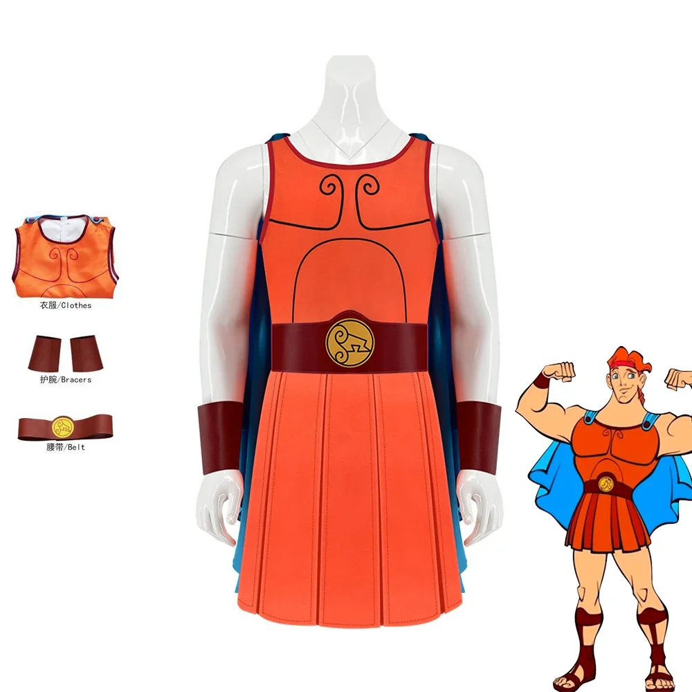 Disfraz de Hércules de película, mono de fantasía con chaleco y capa, traje de disfraz para Halloween, carnaval, fiesta, para niños, adultos y jóvenes