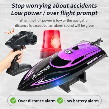 2.4G 4CH RC Speed ​​Boat Waterproof 25km/h High Speed ​​Electric Racing Speedboat with LED Light Outdoor Lakes Pools Toys for Children Boys