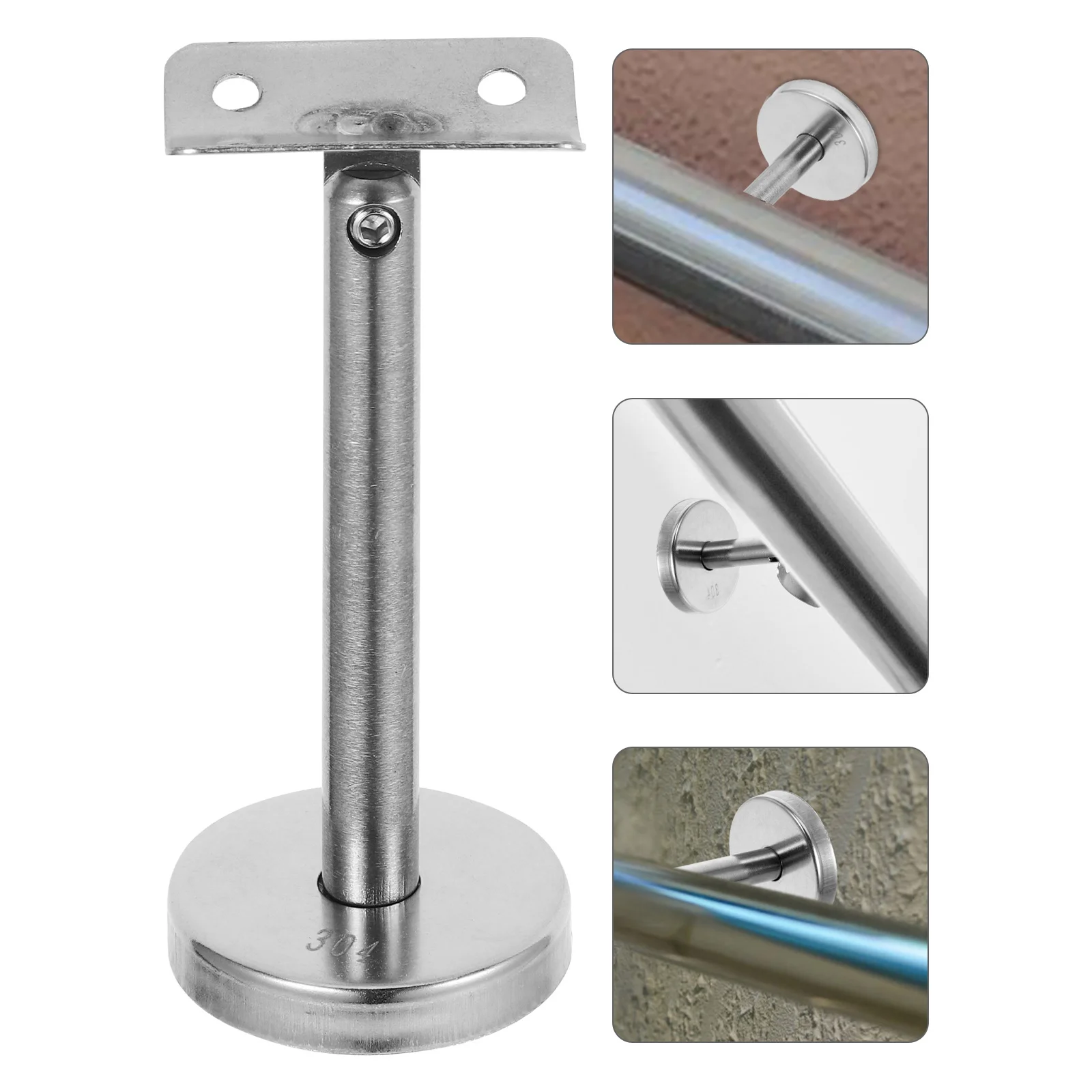 

Stainless Steel Wall Bracket Straight Design Handrail Support Holder Indoor Outdoor Handrail Accessories Staircase Deck Railing