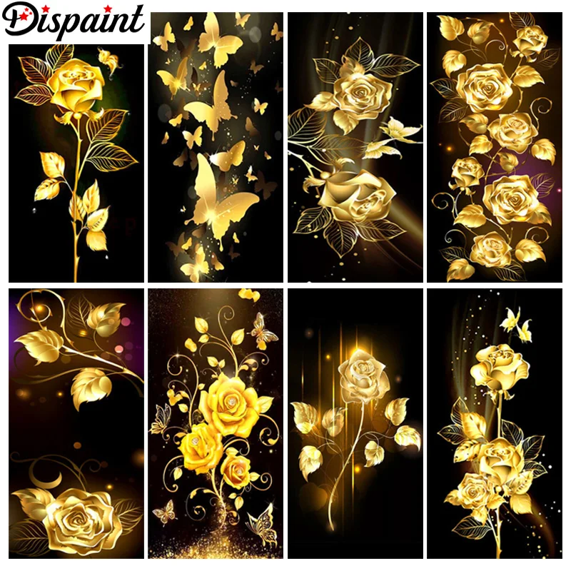 

Dispaint Алмазная картина полная квадратная/круглая дрель 5D DIY "Цветочная роза" Алмазная вышивка горный хрусталь Декор для вышивки крестом