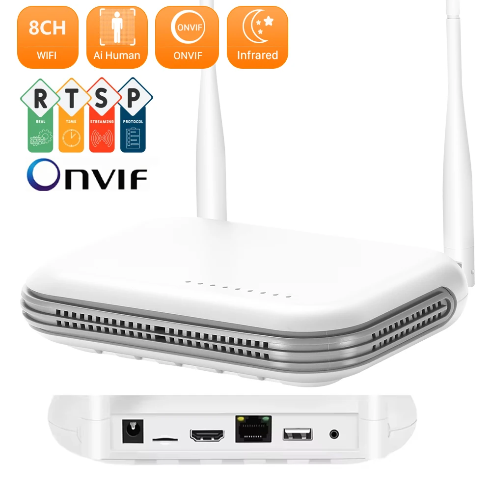 

8CH Mini WiFi NVR Place Video Onvif Wireless Network Video Recorder 3MP 4CH 5MP H.265 Support Face Detection XMEYE / iCSee App