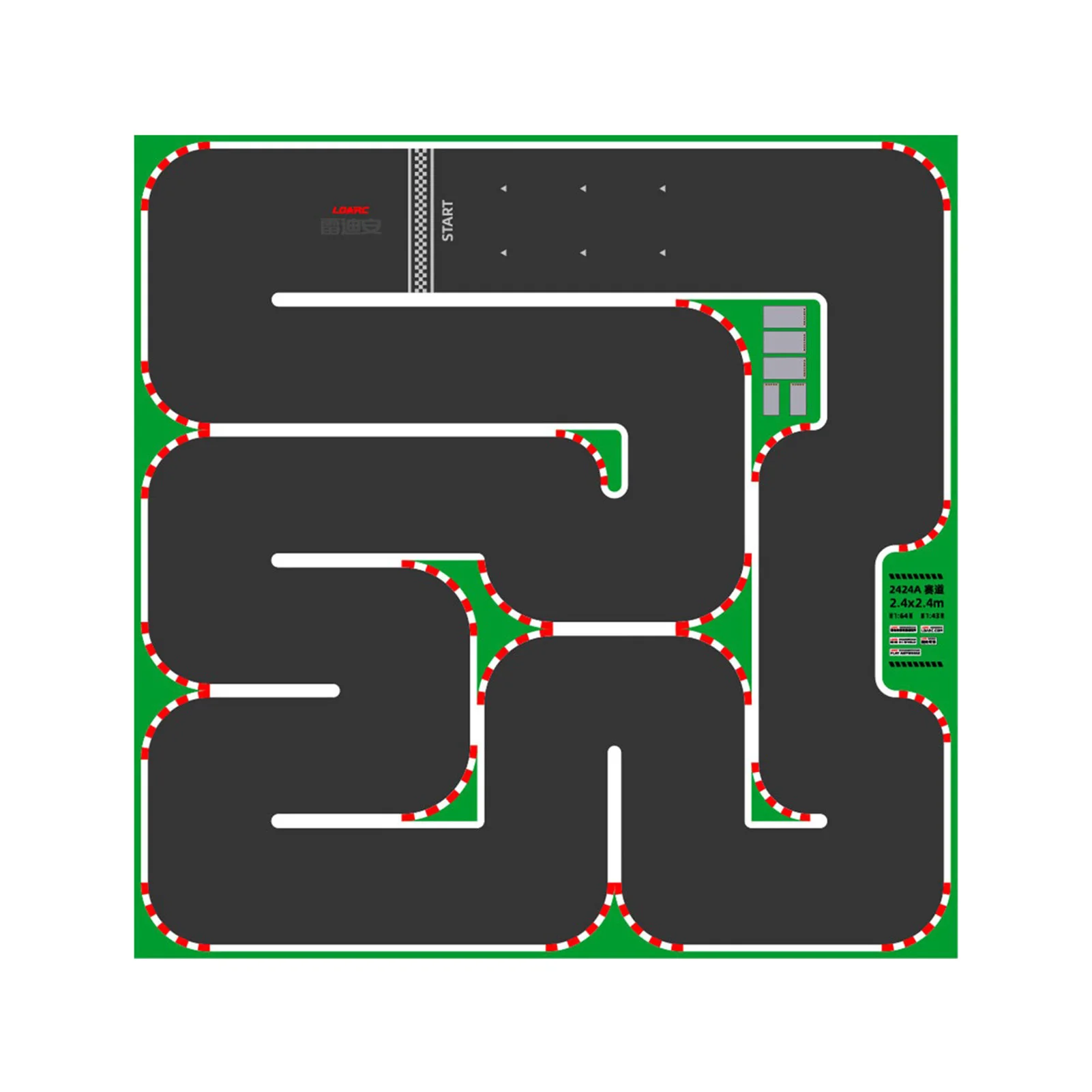 LDARC Race Track Rubber Mat RC 1/76 1/64 1/58 Mini Car Track Race Part 160x90mm 120x60mm 240x120mm 240x240mm