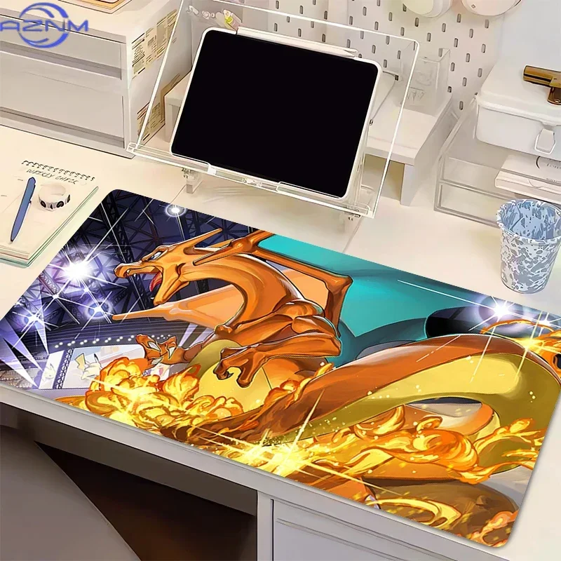 Natural Rubber Mouse Pad Pokemon Charizard Anime Carpe XXL PC Game Computer Mausepad Varmilo Keyboard Gaming Extended Desk Mat