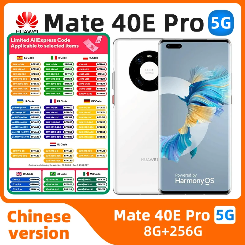 Huawei Mate 40E Pro 5g SmartPhone Kirin 9000L 6.76inch 90HZ Screen 50MP Camera 4400mAh 66W Charge HarmonyOS Original Used Phone