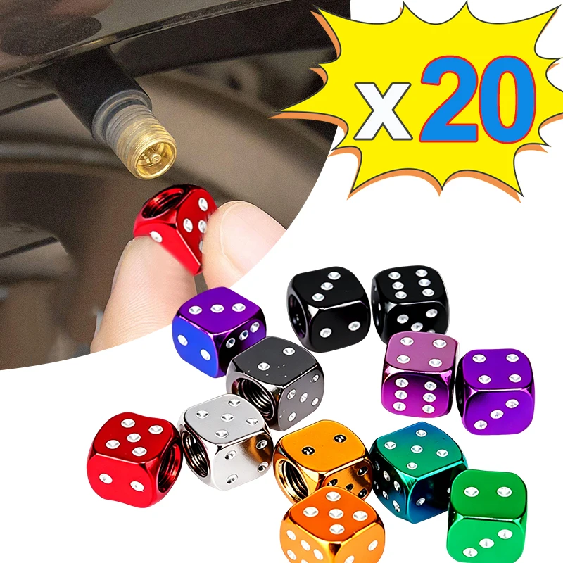 Aluminum Car Tire Valve Caps Alloy Dice Wheel Tyre Air Valve Stem Dust Cover/Caps for Car Truck Motocycle Bike Tire Decoration