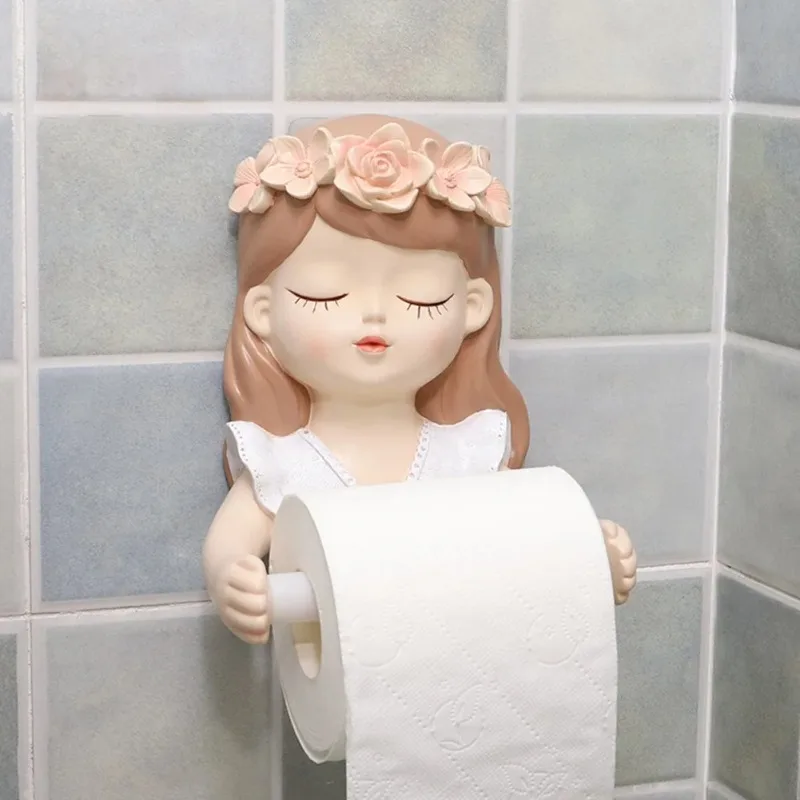 

Wall mounted Ins style fairy roll paper tube cute girl toilet tissue holder