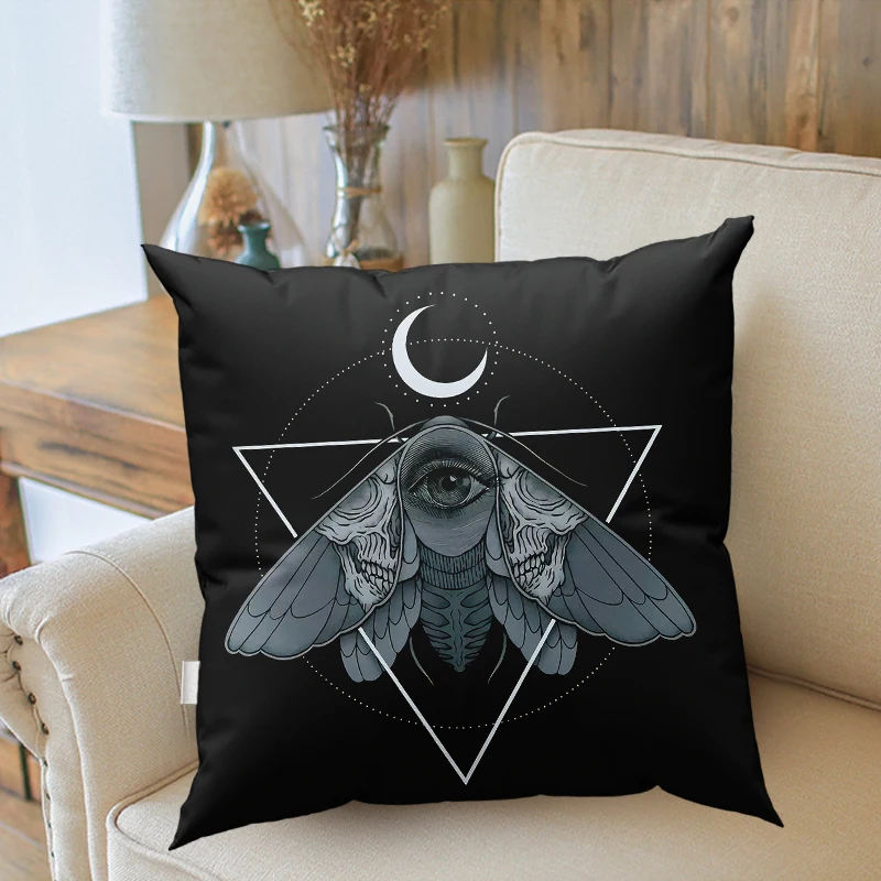 Cat Mystery Divination Witchcraft Cushion Cover Pillowcase Black Pillow Home Decor