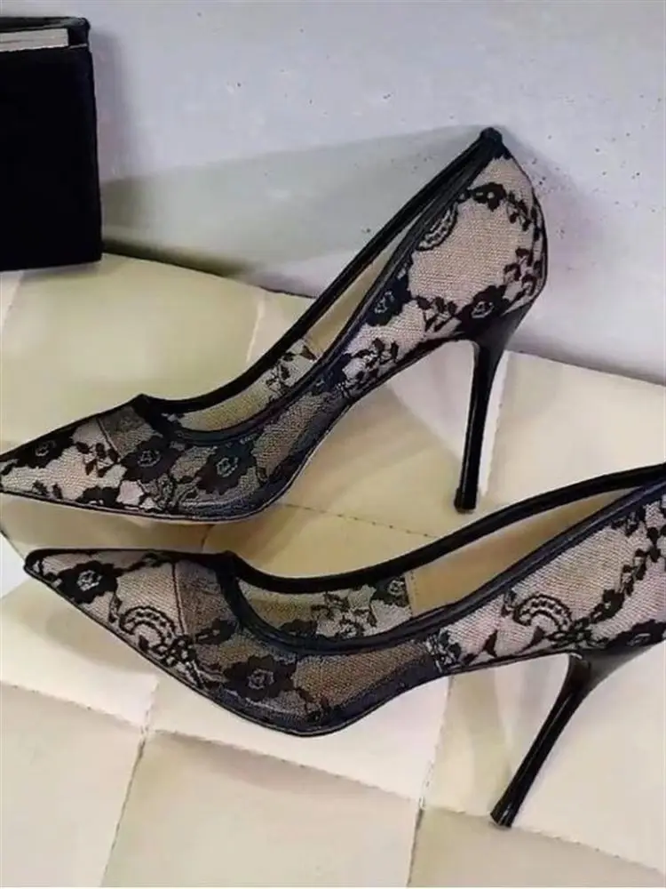 

Сексуальные американские туфли на высоком каблуке с кружевом и вышивкой Me Single oes, модные заостренные туфли Toe oes для женщин