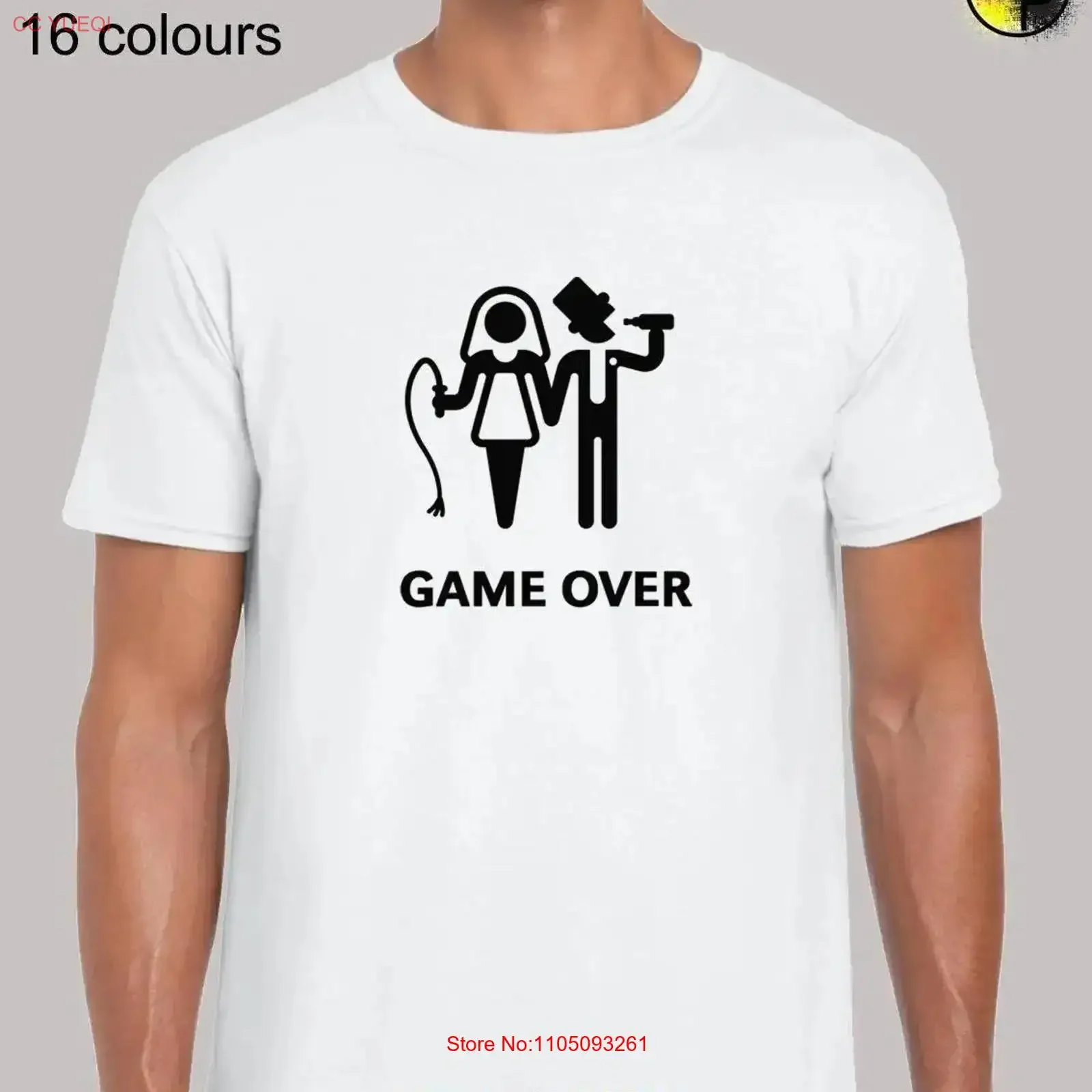 

Game over mens T Shirt unisex funny joke humour wedding marriage engagement stag hen do bride groom novelty design present