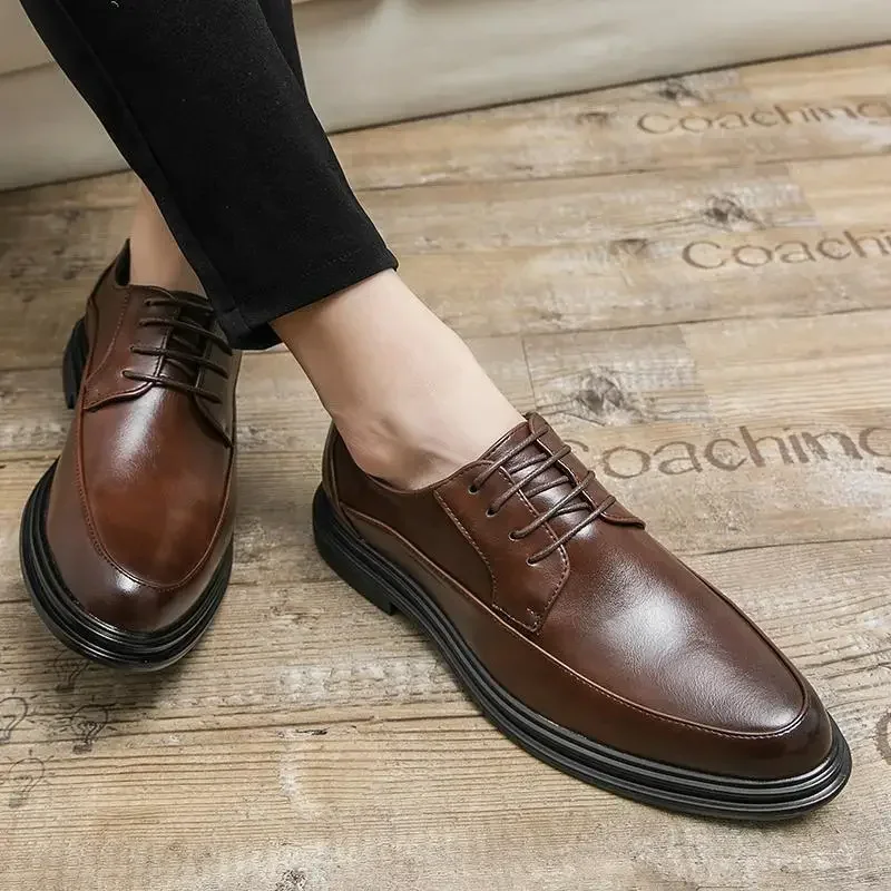 Classic Leather Shoes Men's Casual Big Head Derby Hong Kong Style Suit Young Hair Stylist Dress Party Men's Shoes