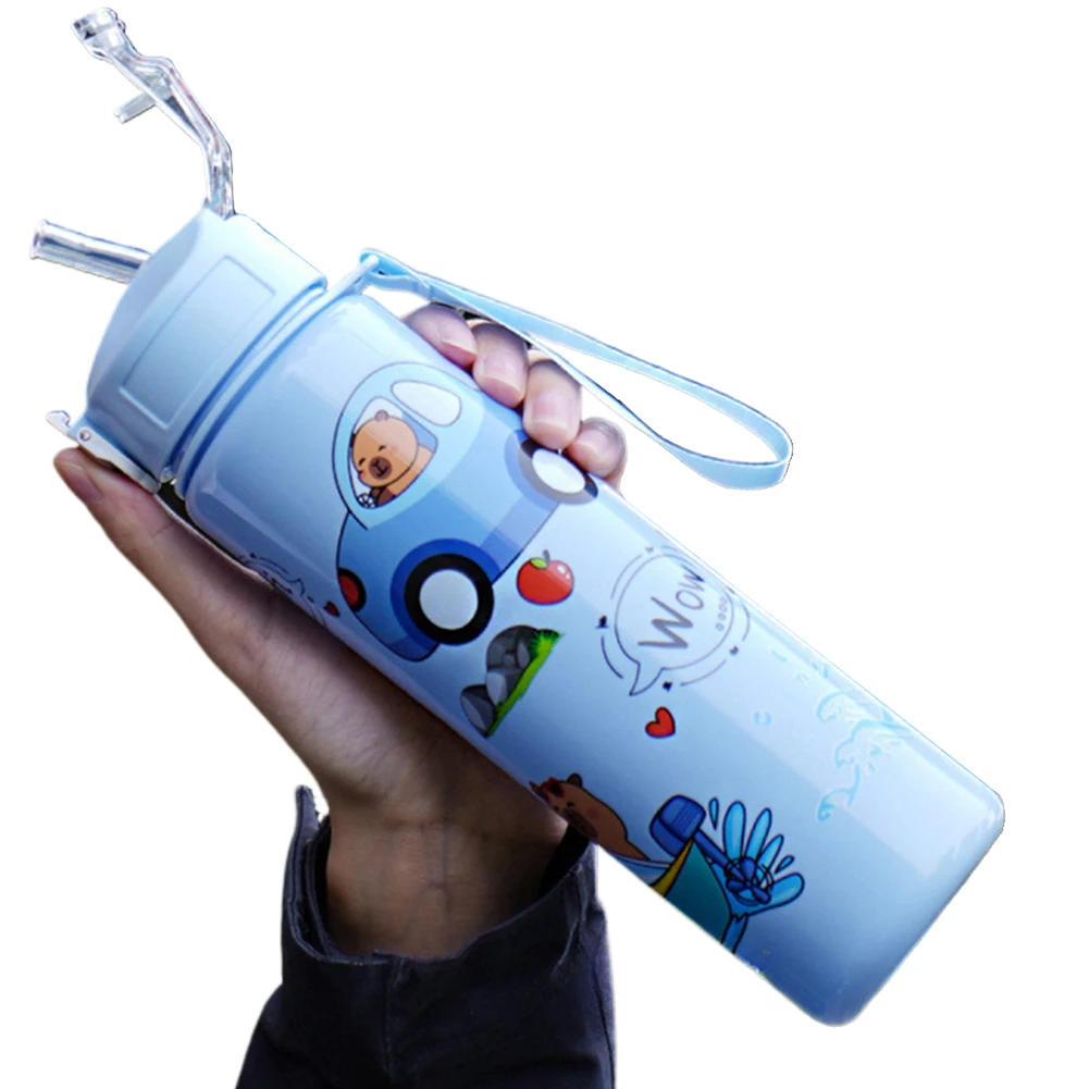 700ml Capybara Cute Water Cup with Straw & Handle Portable Drinking Bottle Large Capacity Travel Water Cup for Fitness Sports