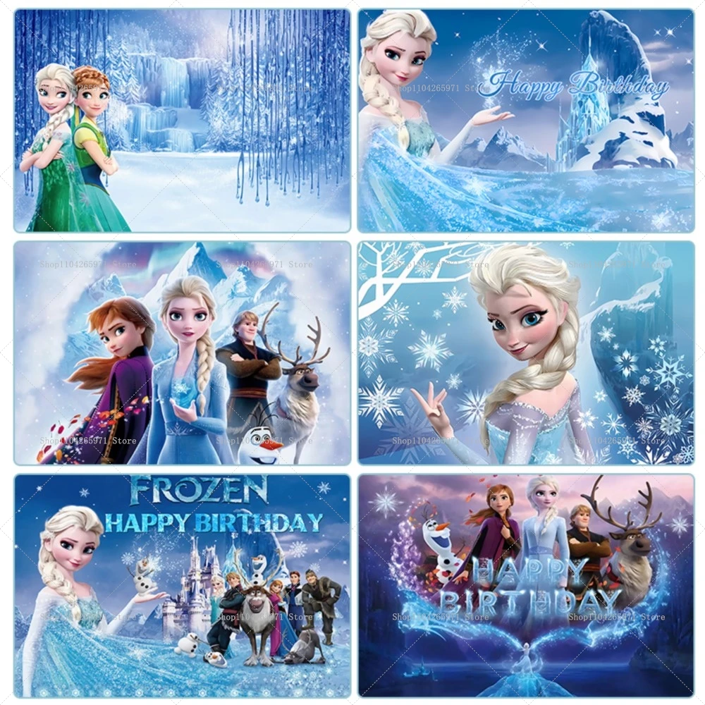 Disney congelado elsa anna princesa pano de fundo crianças meninas festa de  aniversário neve rainha inverno gelo foto fundo photozone decoração /  Artigos para Festas, image size:1000x1000