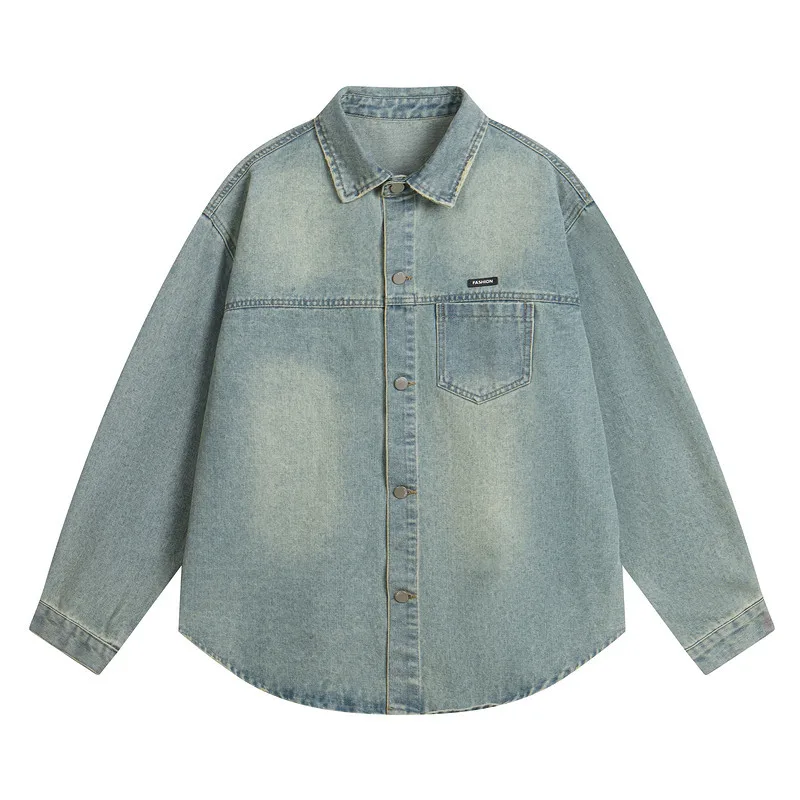 

WESTSHAN Top Quality EU US Size Luxury Street Wear Casual Long Sleeve Washed Denim Shirt