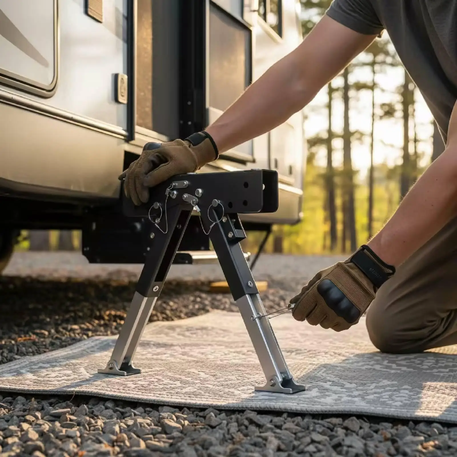 RV Step Stabilizer Adjustable Vehicle Accessory Weather-Resistant