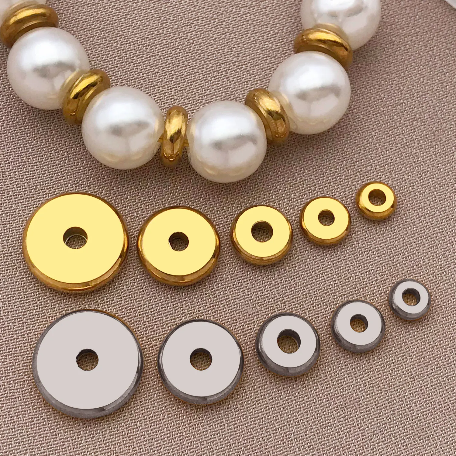 20pcs/lot No Fade Stainless Steel Beads Flat Round Spacer Beads Gold Color Bead ForDIY Bracelets Jewelry Making Accessories