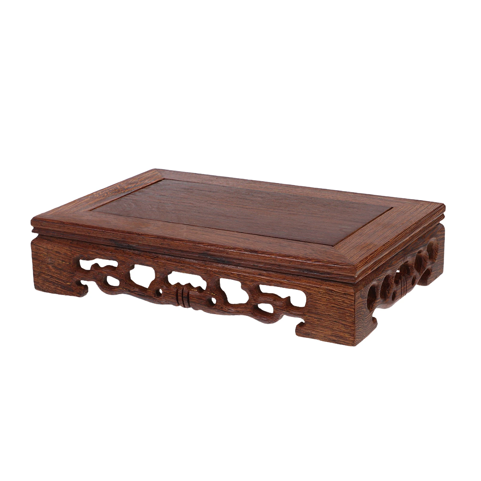 

Crafts Display Stand Solid Wood Rectangular Base Riser Pedestal for Vase Sculpture Fish Tank Stone Decor Small Carved