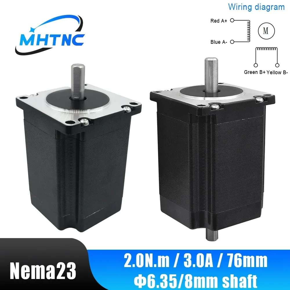 MHTNC Nema23 57HS76 Stepper Motor 2 Phase 4-Leads 2N.m 2.8A/3A 76mm Length D 6.35mm/8mm for CNC 3D Printer Monitor Equipment