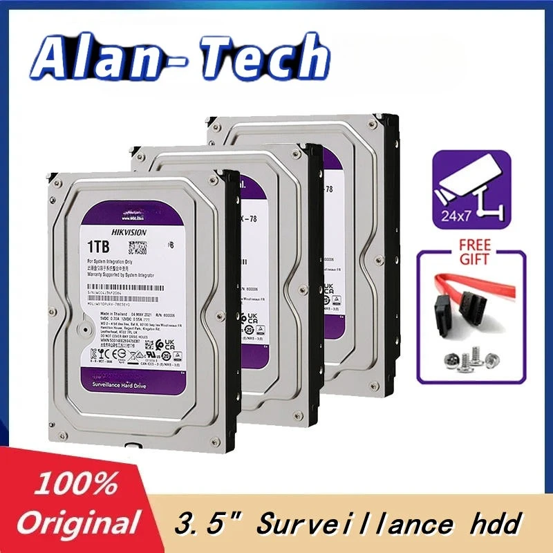 

W-D Purple 1TB 2TB 3TB Surveillance HDD 64M Cache SATAIII 6.0Gb/s 3.5" Internal Hard Drive 1TB -12TB HD Harddisk