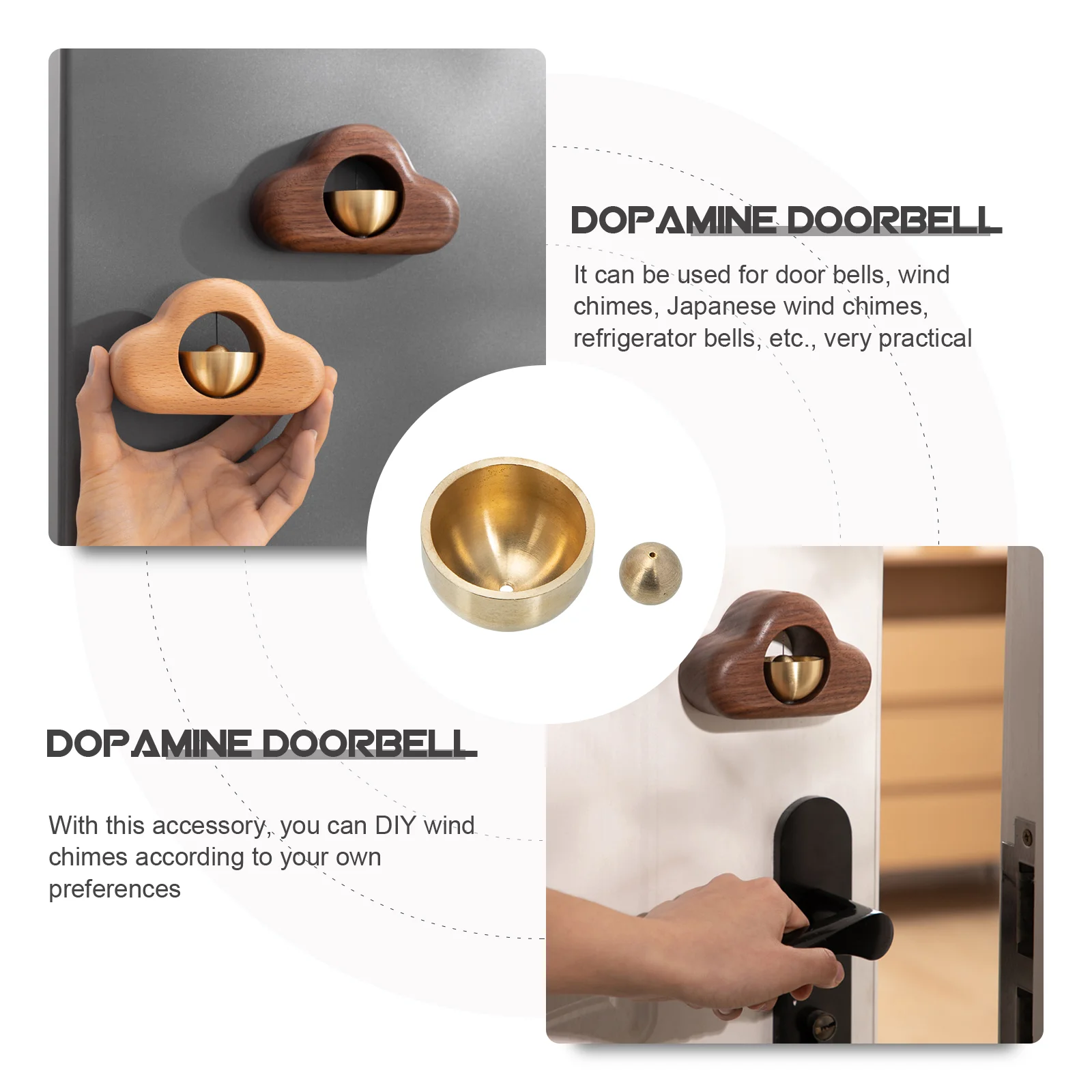 Dopamine Doorbell Replacement Japanese Wind Chime Accessory Toy Copper Refrigerator Fittings DIY