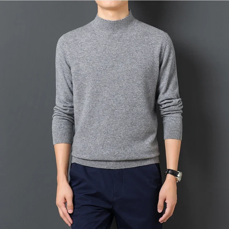 2023 Men\'s Sweater  Warm and Comfortable Long Sleeve Pullover Sweater  Turtleneck Men Clothing Knit Tops