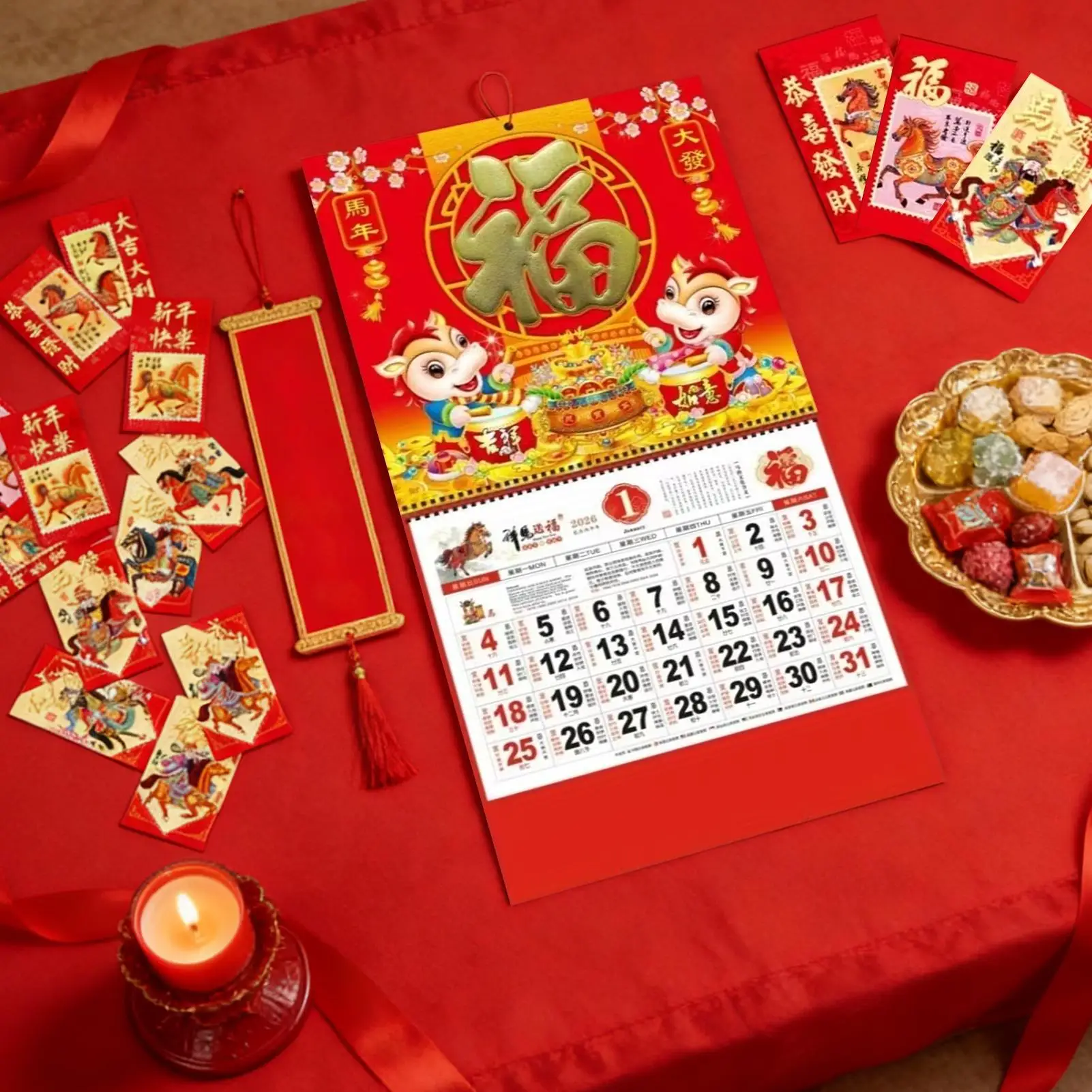 

Year Of The Horse Calendar Traditional Schedule Management 12 Month Calendar Wall Mount For Dining Room Living Room Bedroom