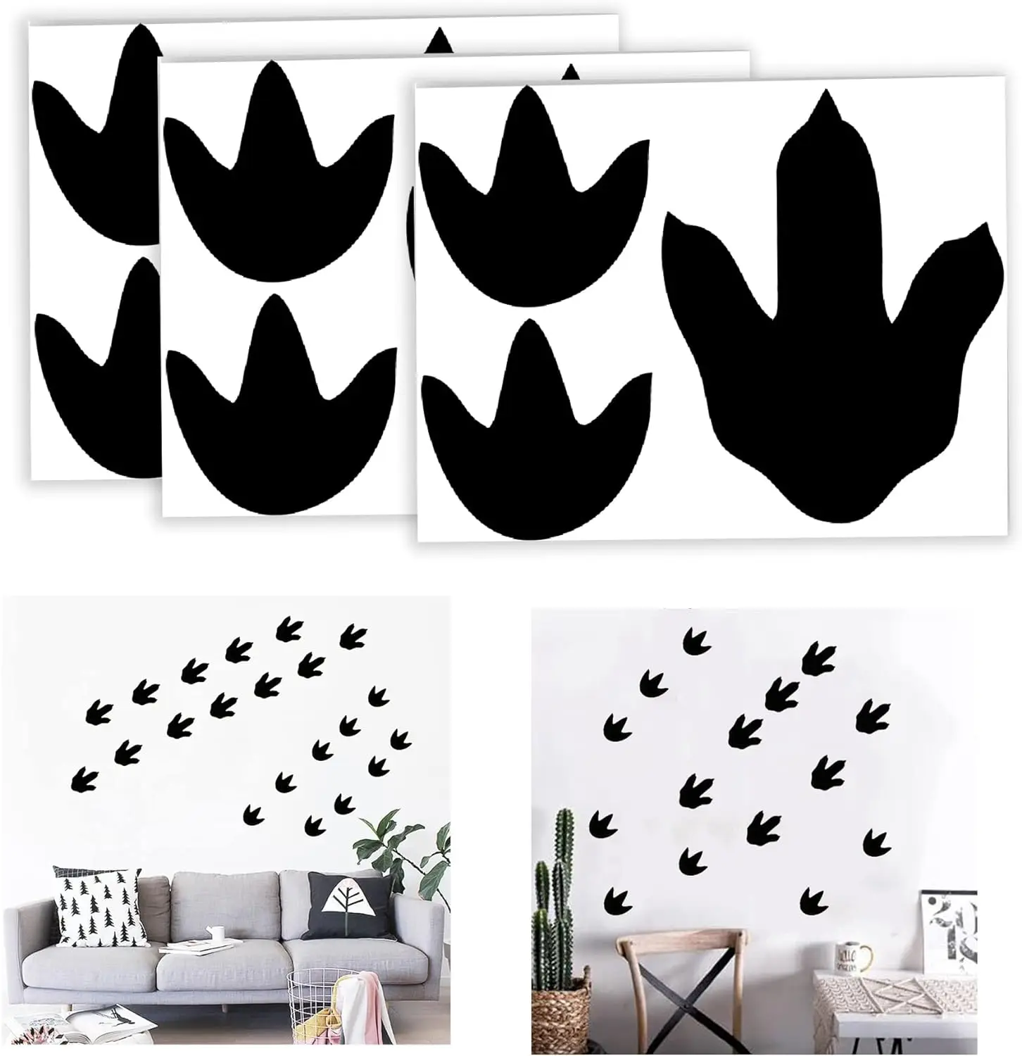 Dinosaur Footprints Stickers 45 pcs Dinosaur Tracks Decals Removable Peel and Stick Wall Stickers Baby Nursery Removable Wall De