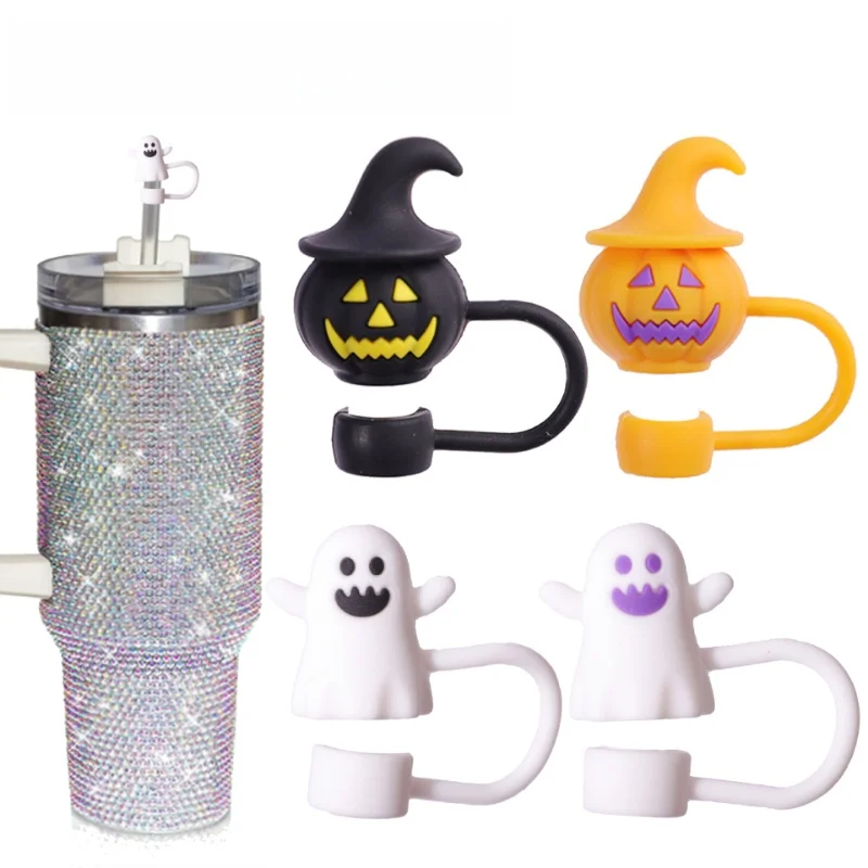 

Halloween 3D Straw Cover For 10mm Wide Straws Reusable Dustproof Straw Cap Halloween Decorations Party Gifts