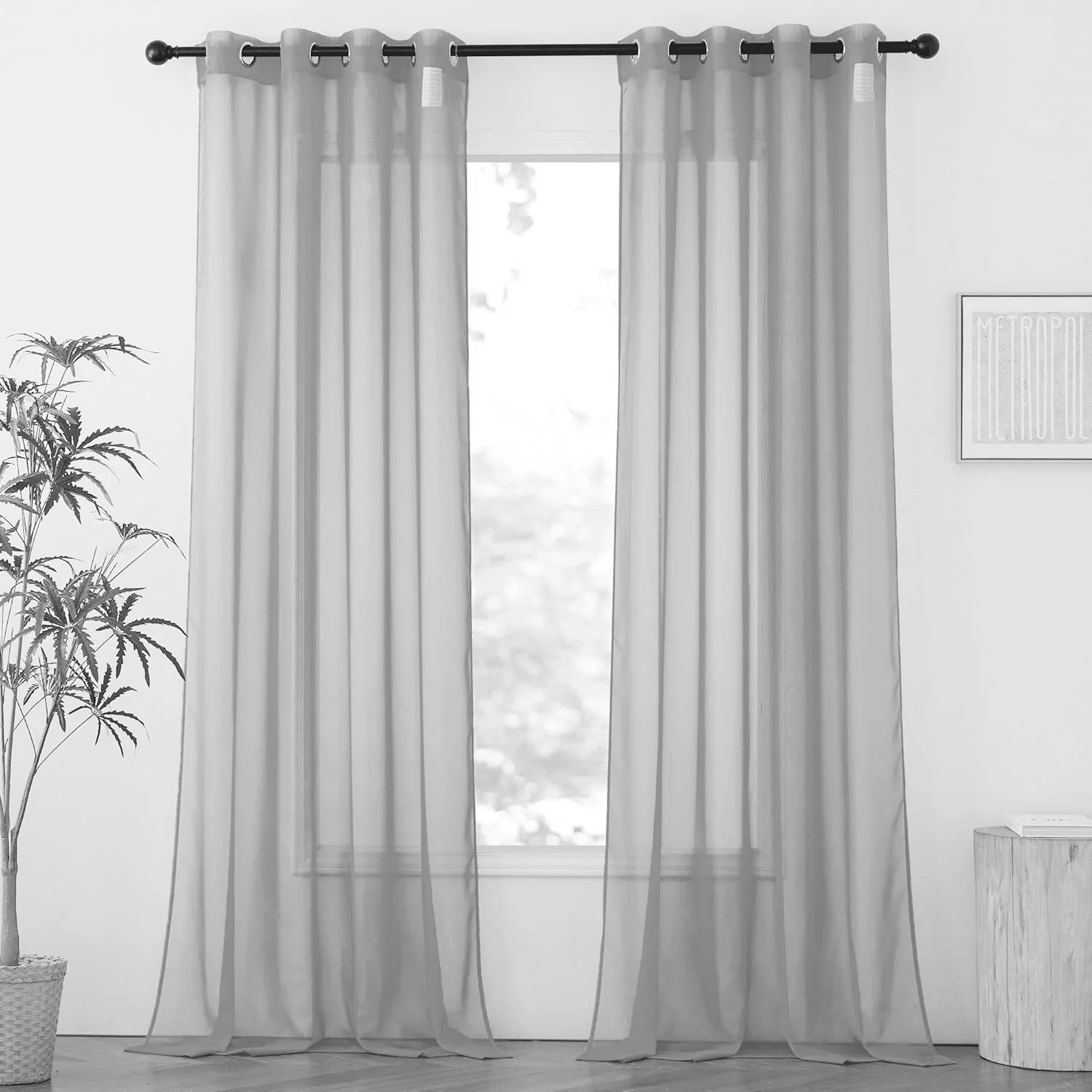 

Extra 310cm Height Sheer Curtains, Bedroom Tulle Curtains Elegant Lightweight Semi Light Filtering Solid Color Window Drape