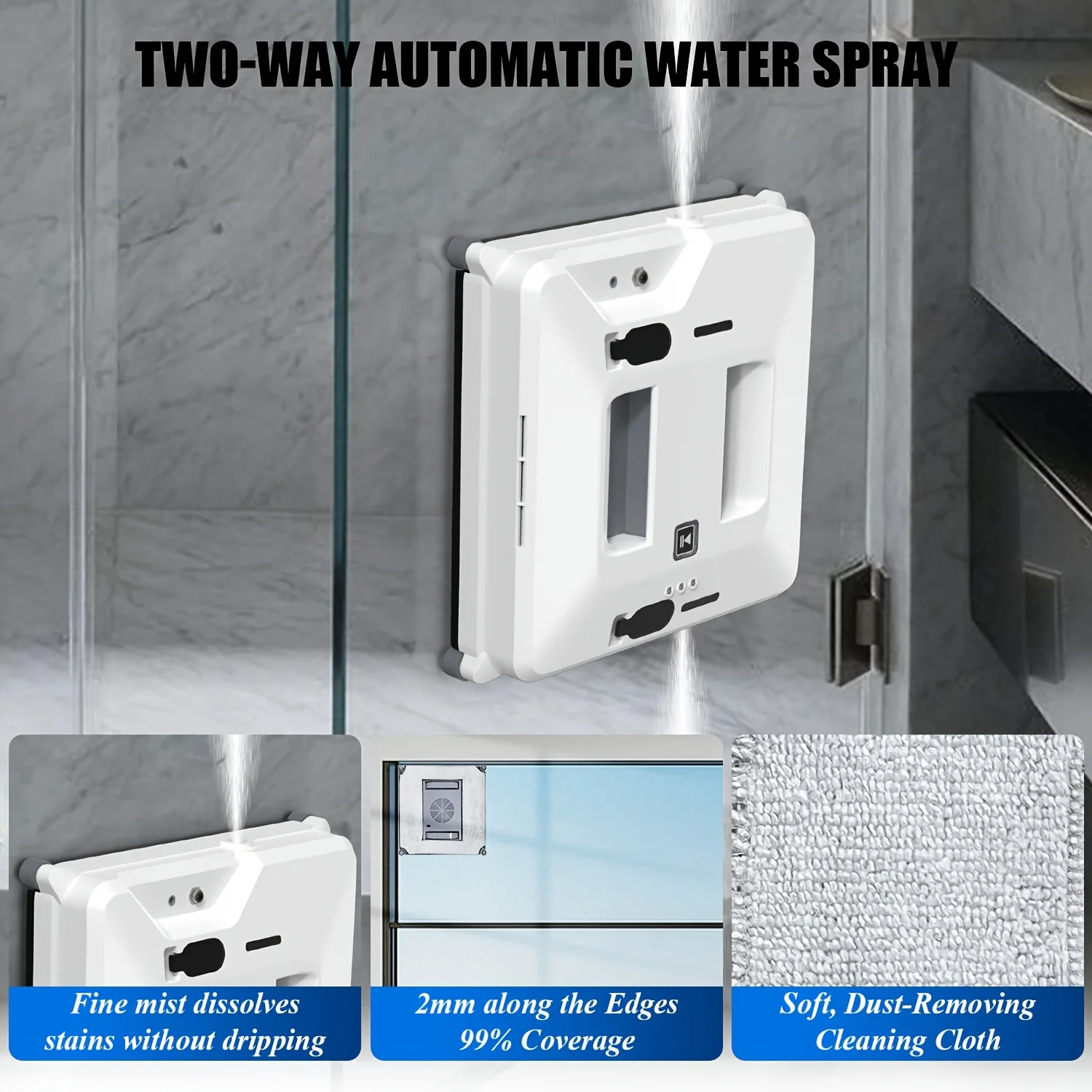 Window Cleaning Robot  Automatic Dual-Spray Glass Cleaner with Remote Control Edge Sensing 3 Modes Backup Power Commercial Use