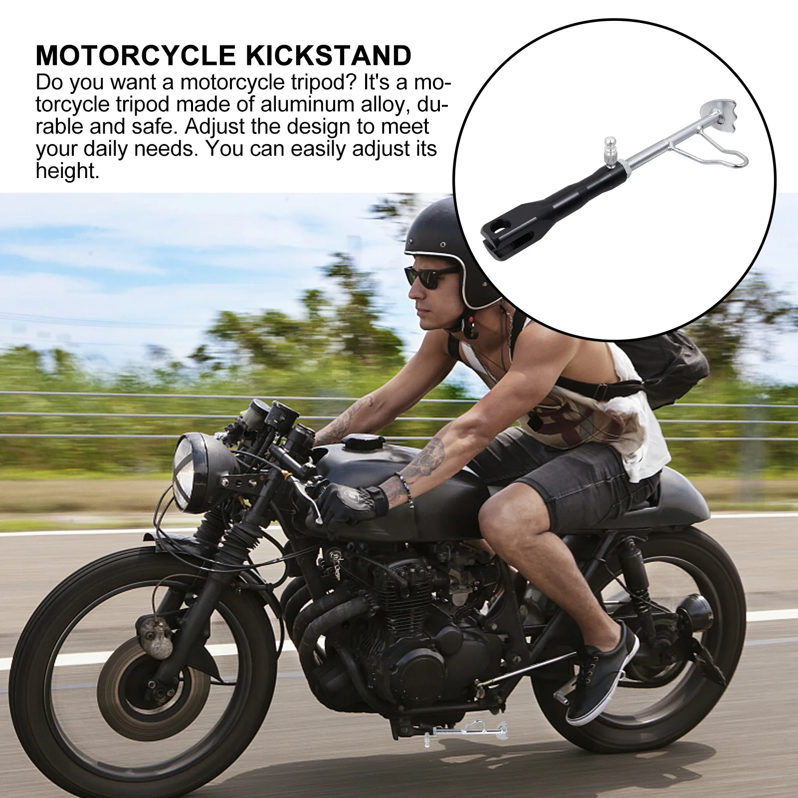 

Adjustable Motorbike Kickstand Heavy Duty Feet Rack for Motorcycle Modified Foot Side Stand High Temperature Resistance Refit