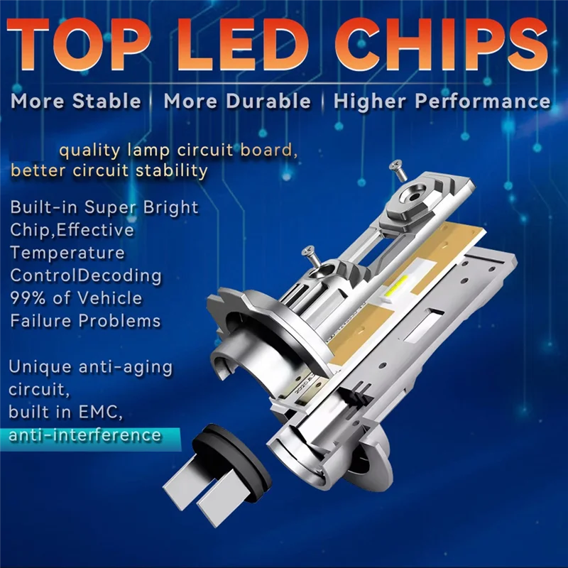 ABWZ-オートバイ H7 LED ヘッドライト電球 30000LM H7 LED ヘッドライト電球 6000K 12V 車のフォグランプ