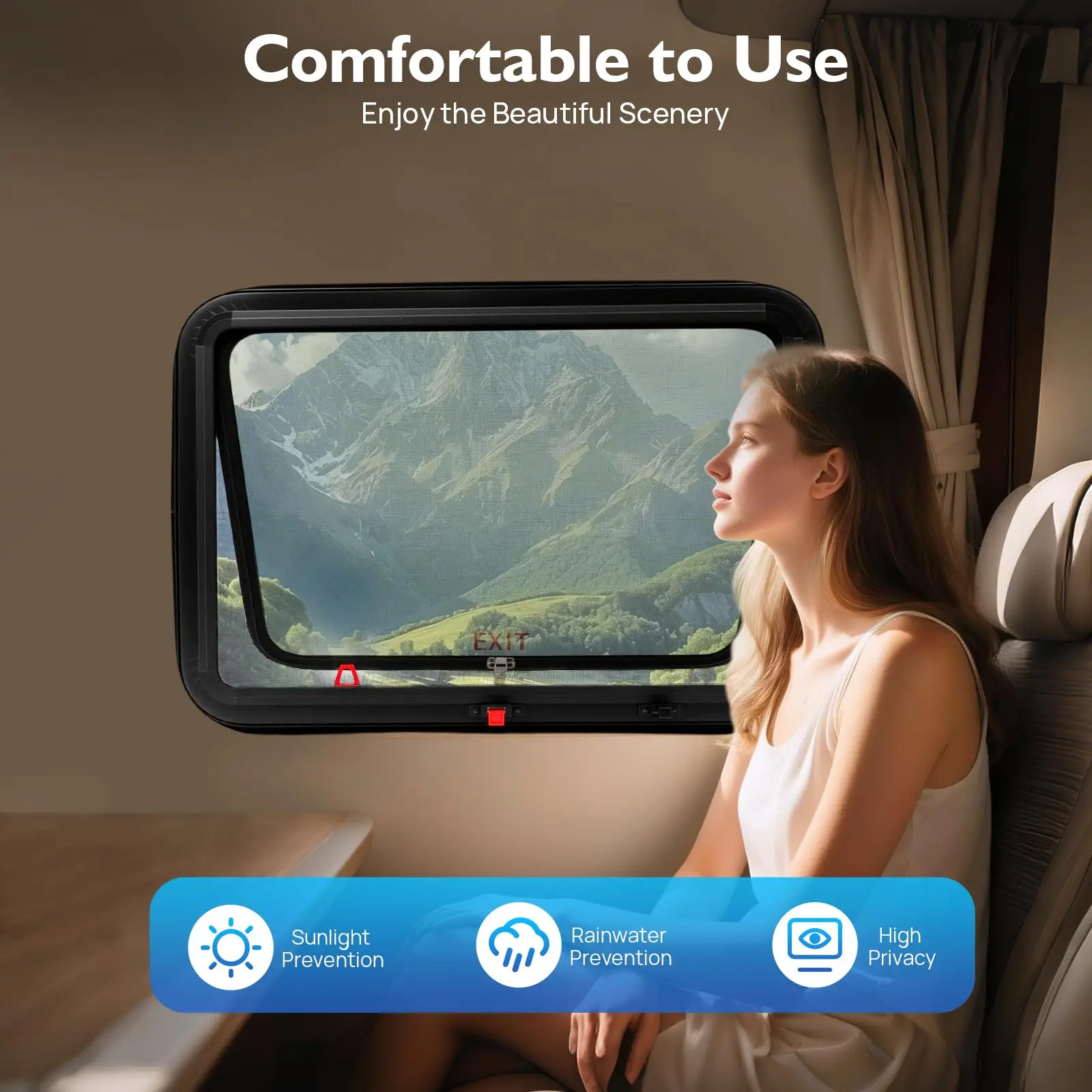 Wohnmobil-Ausgangsfenster, 30 x 22 Zoll, Wohnmobil-Fenster, direkter Ersatz 90 °   Fensteröffnungsgrad Rv Push Out Fenster für Rvs-Anhänger Pickup Truck