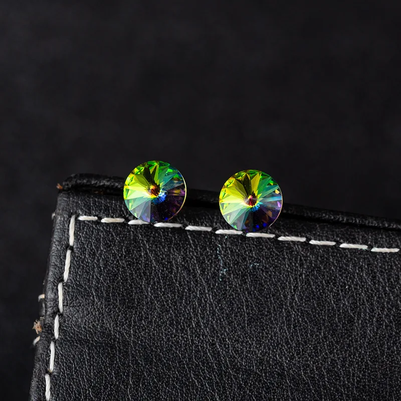 Ms Betti Small Round Rivoli Stone Crystal Stud Earrings 8mm For Women And Girls Mixed Color 2026 New Trendy Jewelry Gift