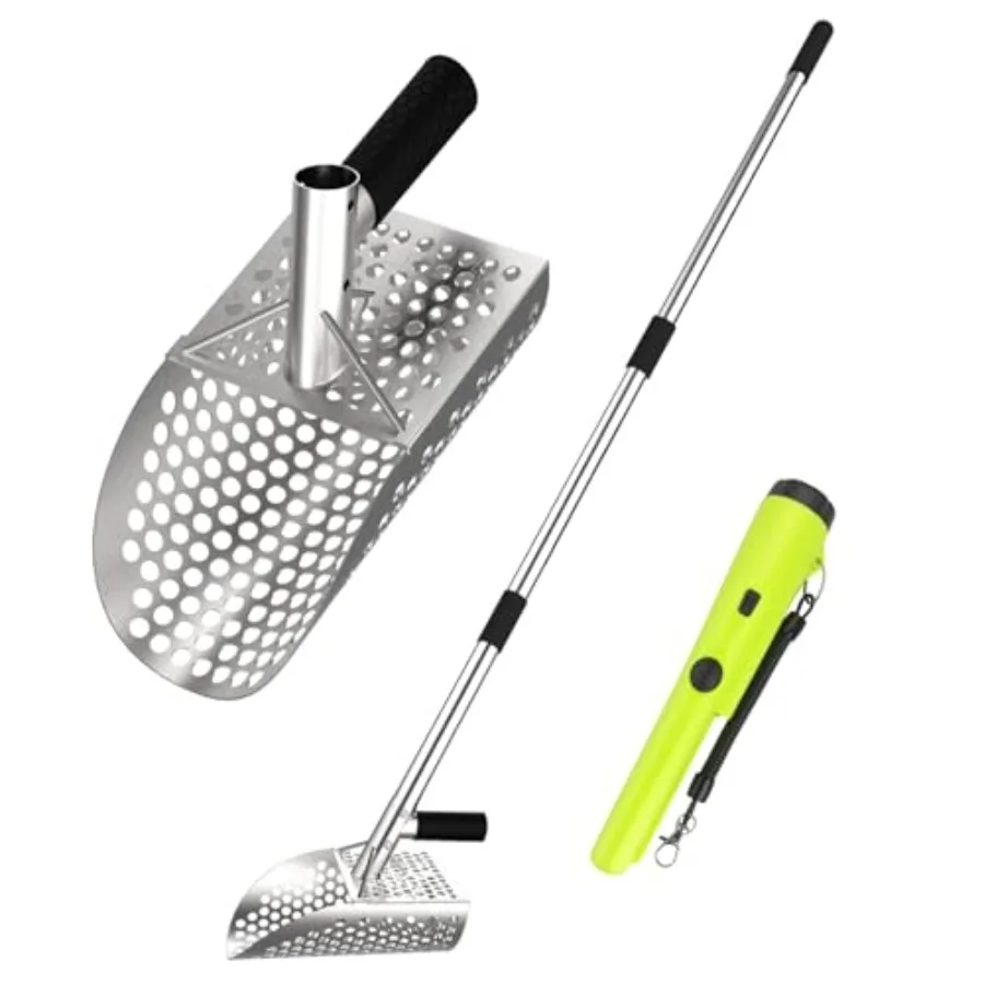 

Long Handle Sand Scoopwith Metal Detector Pinpotiner Stainless Steel Beach Metal Detecting Shovel for Adults Ideal for Underwat
