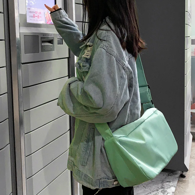 Bolso cruzado de lona coreano para mujer, bolsa de nailon impermeable, bandolera de hombro para estudiantes, libros, 2023