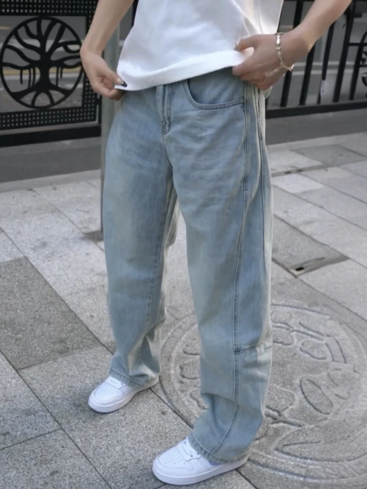 

Retro Waed American Trendy Brand Spring Autumn Men's Faionable Straight Casual Pants Knife Jeans Versatile Comfortable